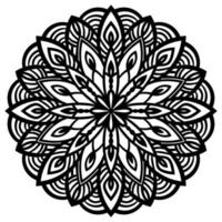Black outline flower mandala. Vintage decorative element. Ornamental round doodle flower isolated on white background. vector