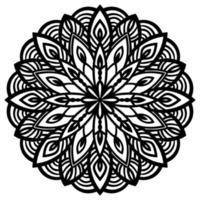 mandala de flores de contorno negro. elemento decorativo de época. flor de garabato redonda ornamental aislada sobre fondo blanco. vector