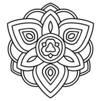 Black outline flower mandala. Vintage decorative element. Ornamental round doodle flower isolated on white background. Geometric circle element. vector