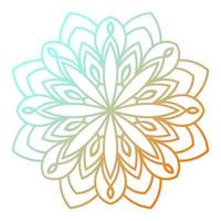 mandala de flores de degradado de colores. elemento decorativo dibujado a mano. elemento floral de fideos redondos ornamentales aislado sobre fondo blanco. vector