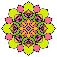 lindo colorido mandala. flor de garabato redonda ornamental aislada sobre fondo blanco. ornamento decorativo geométrico en estilo étnico oriental. vector