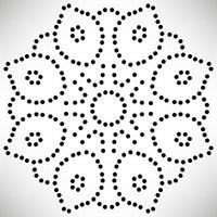 mandala de flores punteadas. elemento decorativo garabato redondo ornamental aislado sobre fondo blanco. elemento de círculo geométrico. vector