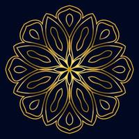 Cute gold Mandala. Ornamental round doodle flower isolated on dark background. Geometric decorative ornament in ethnic oriental style. vector