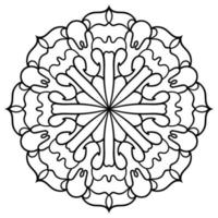 esquema mandala. flor de garabato redonda ornamental aislada sobre fondo blanco. elemento de círculo geométrico. vector