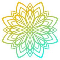 mandala de flores de degradado de colores. elemento decorativo dibujado a mano. elemento floral de fideos redondos ornamentales aislado sobre fondo blanco. vector