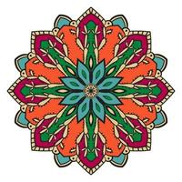 lindo colorido mandala. flor de garabato redonda ornamental aislada sobre fondo blanco. ornamento decorativo geométrico en estilo étnico oriental. vector