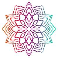 mandala de flores punteadas. elemento decorativo garabato redondo ornamental aislado sobre fondo blanco. elemento de círculo geométrico. vector