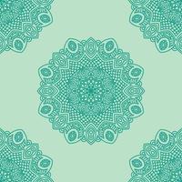 Fantasy mint seamless pattern with ornamental mandala. Abstract round doodle flower background. Floral geometric circle. vector
