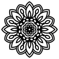 Lace mandala in zentangle style. Top view of black fantasy flower. Large head of a flower. Ornamental geometric mandala isolated on white background. vector