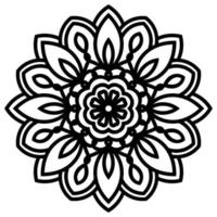 Lace mandala in zentangle style. Top view of black fantasy flower. Large head of a flower. Ornamental geometric mandala isolated on white background. vector