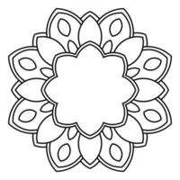 esquema mandala. flor de garabato redonda ornamental aislada sobre fondo blanco. elemento de círculo geométrico. vector