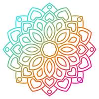 mandala de flores de degradado de colores. elemento decorativo dibujado a mano. elemento floral de fideos redondos ornamentales aislado sobre fondo blanco. vector