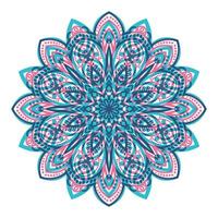 Colorful gradient flower mandala. Hand drawn decorative element. Ornamental round doodle floral element isolated on white background. vector