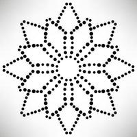 mandala de flores punteadas. elemento decorativo garabato redondo ornamental aislado sobre fondo blanco. elemento de círculo geométrico. vector