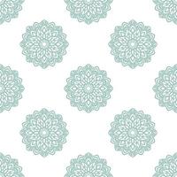 Fantasy mint seamless pattern with ornamental mandala. Abstract round doodle flower background. Floral geometric circle. vector