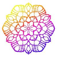 mandala de flores punteadas. elemento decorativo garabato redondo ornamental aislado sobre fondo blanco. elemento de círculo geométrico. vector