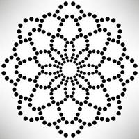 mandala de flores punteadas. elemento decorativo garabato redondo ornamental aislado sobre fondo blanco. elemento de círculo geométrico. vector