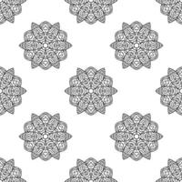 Fantasy seamless pattern with ornamental mandala. Abstract round doodle flower background. Floral geometric circle. vector