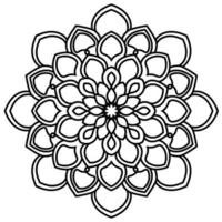 mandala de flores de contorno negro. elemento decorativo de época. flor de garabato redonda ornamental aislada sobre fondo blanco. elemento de círculo geométrico. vector