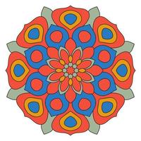 lindo colorido mandala. flor de garabato redonda ornamental aislada sobre fondo blanco. ornamento decorativo geométrico en estilo étnico oriental. vector