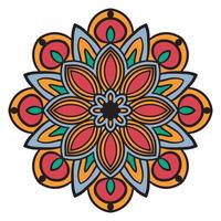 Cute colorful Mandala. Ornamental round doodle flower isolated on white background. Geometric decorative ornament in ethnic oriental style. vector