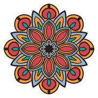 lindo colorido mandala. flor de garabato redonda ornamental aislada sobre fondo blanco. ornamento decorativo geométrico en estilo étnico oriental. vector