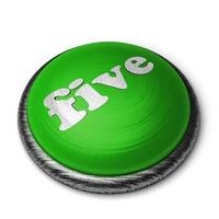 five word on green button isolated on white photo