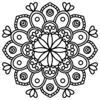 esquema mandala. flor de garabato redonda ornamental aislada sobre fondo blanco. elemento de círculo geométrico. vector