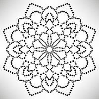 mandala de flores punteadas. elemento decorativo garabato redondo ornamental aislado sobre fondo blanco. elemento de círculo geométrico. vector