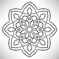 mandala de flores punteadas. elemento decorativo garabato redondo ornamental aislado sobre fondo blanco. elemento de círculo geométrico. vector