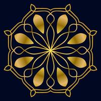 Cute gold Mandala. Ornamental round doodle flower isolated on dark background. Geometric decorative ornament in ethnic oriental style. vector
