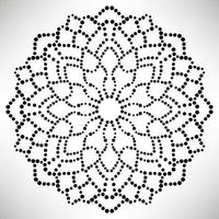 mandala de flores punteadas. elemento decorativo garabato redondo ornamental aislado sobre fondo blanco. elemento de círculo geométrico. vector