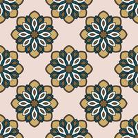 Abstract seamless pattern with mandala flower. Mosaic, tile. Floral background. vector