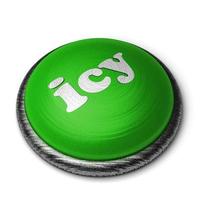 icy word on green button isolated on white photo