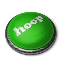 hoop word on green button isolated on white photo