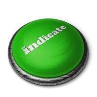 indicar la palabra en el botón verde aislado en blanco foto
