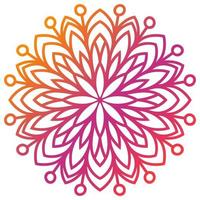 Colorful gradient flower mandala. Hand drawn decorative element. Ornamental round doodle floral element isolated on white background. vector