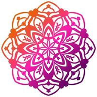 Colorful gradient flower mandala. Hand drawn decorative element. Ornamental round doodle floral element isolated on white background. vector