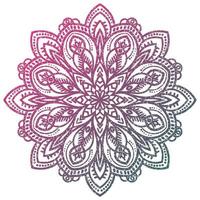 Colorful gradient flower mandala. Hand drawn decorative element. Ornamental round doodle floral element isolated on white background. vector