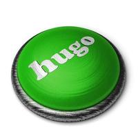 hugo word on green button isolated on white photo