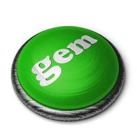 gem word on green button isolated on white photo
