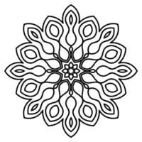 Black outline flower mandala. Vintage decorative element. Ornamental round doodle flower isolated on white background. Geometric circle element. vector