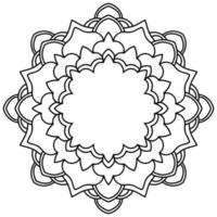 esquema mandala. flor de garabato redonda ornamental aislada sobre fondo blanco. elemento de círculo geométrico. vector