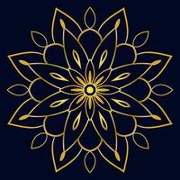 Cute gold Mandala. Ornamental round doodle flower isolated on dark background. Geometric decorative ornament in ethnic oriental style. vector