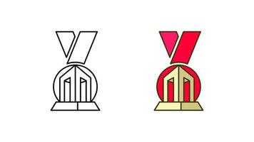 Canakkale Martyrs' Monument icon set in modern medal. 18 march day ribbon icon. Linear and colorful Canakkale monument ready template. Download simple linear vector. white background. vector