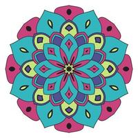 lindo colorido mandala. flor de garabato redonda ornamental aislada sobre fondo blanco. ornamento decorativo geométrico en estilo étnico oriental. vector