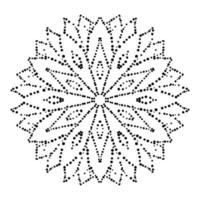 mandala de flores punteadas. elemento decorativo garabato redondo ornamental aislado sobre fondo blanco. elemento de círculo geométrico. vector