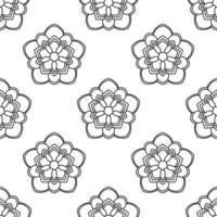 Fantasy seamless pattern with ornamental mandala. Abstract round doodle flower background. Floral geometric circle. vector