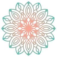 Colorful gradient flower mandala. Hand drawn decorative element. Ornamental round doodle floral element isolated on white background. vector