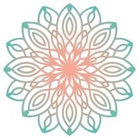 mandala de flores de degradado de colores. elemento decorativo dibujado a mano. elemento floral de fideos redondos ornamentales aislado sobre fondo blanco. vector